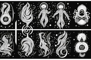 small forearm tattoo
A humanoid cosmic entity has pieced themselves together and found beauty in the universe
calm waters and calm winds are here tattoo idea