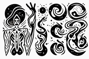 small forearm tattoo
A humanoid cosmic entity has pieced themselves together and found beauty in the universe
calm waters and calm winds are here tattoo idea