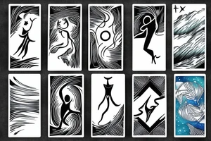 PLAYING CARD SIZED 
A humanoid cosmic entity has pieced themselves together and found beauty in the universe
calm waters and calm winds are here tattoo idea