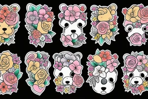Bear with flowers tattoo idea