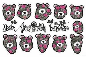 Bear with flowers tattoo idea