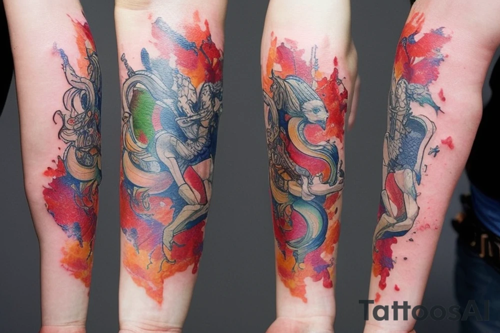 Сильная птица феникс на восходе солнца с пылающими крыльями tattoo idea Сильная птица феникс на восходе солнца с пылающими крыльями tattoo idea