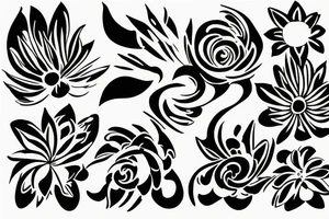 CARD SIZED 
universal flower blossomed into a humanoid cosmic entity tattoo idea