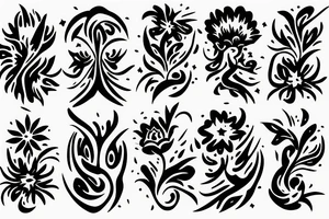 CARD SIZED 
universal flower blossomed into a humanoid cosmic entity tattoo idea