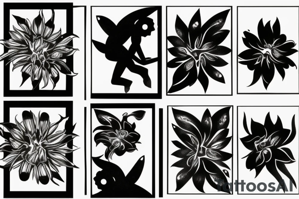 CARD SIZED
universal flower blossomed into a humanoid cosmic entity tattoo idea