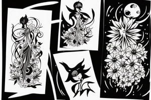 CARD SIZED 

universal flower blossomed into a humanoid cosmic entity tattoo idea