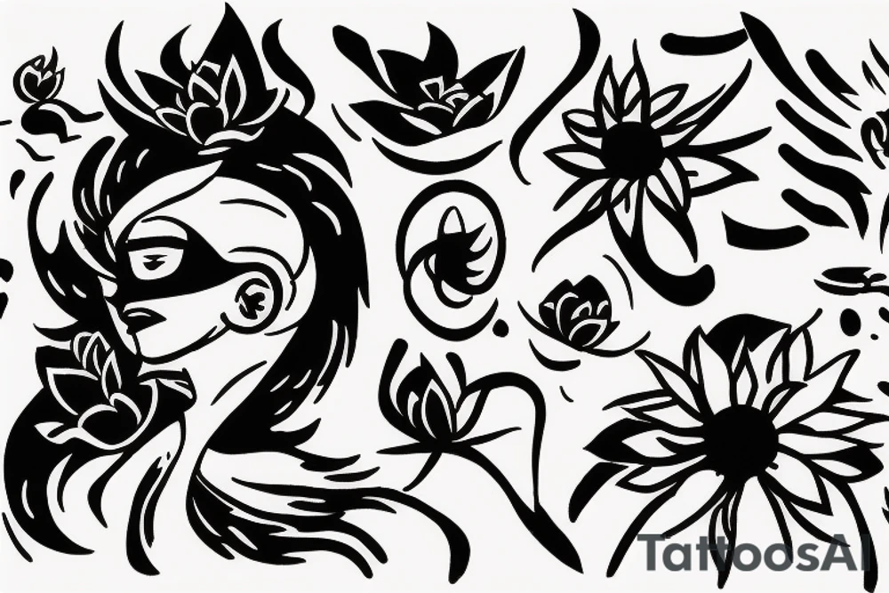 CARD SIZED 

universal flower blossoming into a humanoid cosmic entity tattoo idea