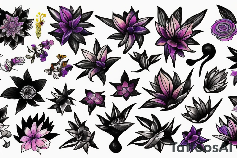 CARD SIZED 

universal flower blossoming into a humanoid cosmic entity tattoo idea