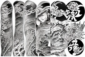Full sleeve river in japanese style tattoo idea