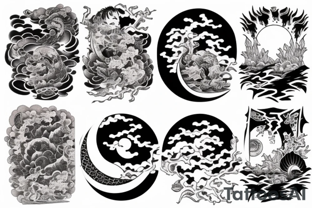 Full sleeve river in japanese style tattoo idea