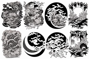 Full sleeve river in japanese style tattoo idea