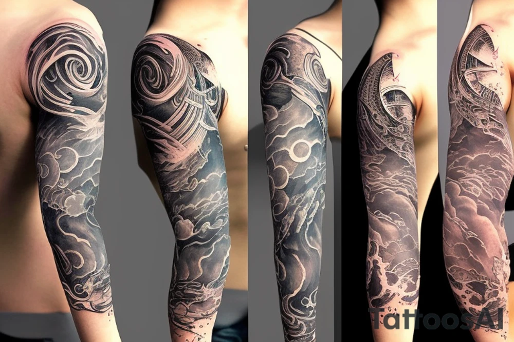 Full sleeve river tattoo idea