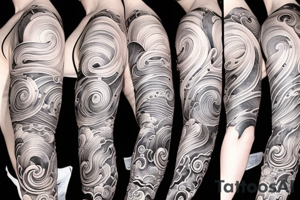 Full sleeve waves tattoo idea