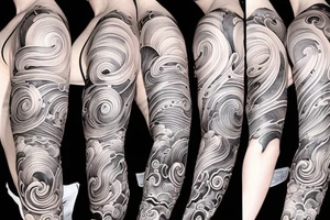 Full sleeve waves tattoo idea
