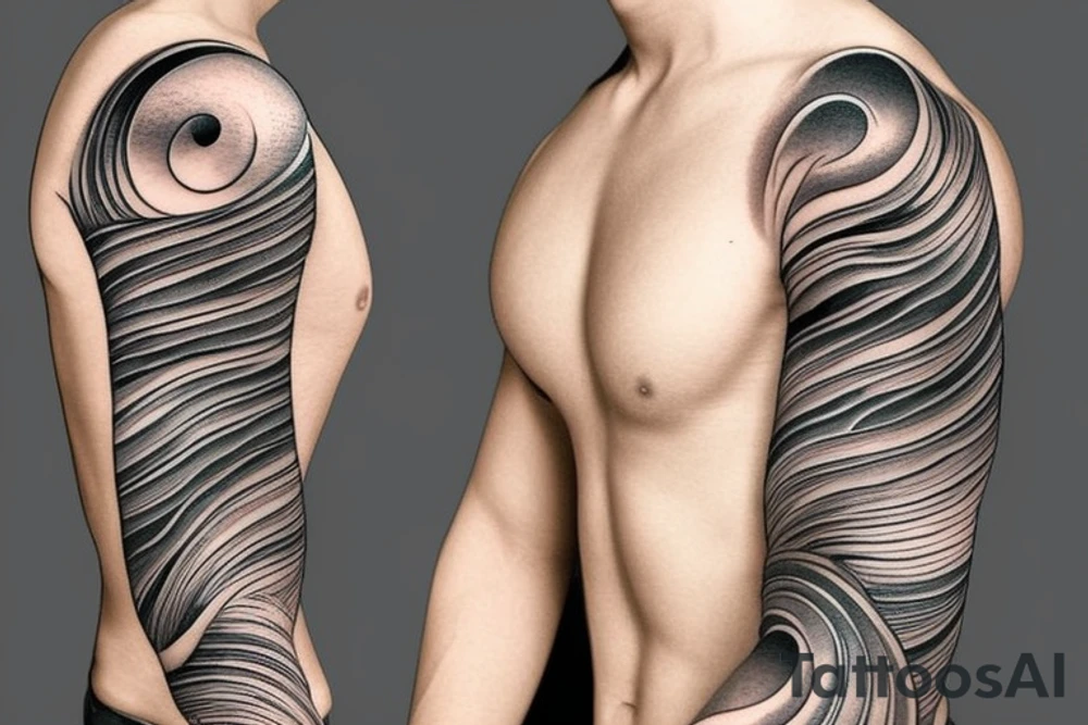 Full sleeve waves tattoo idea