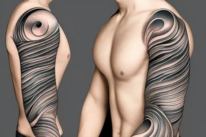 Full sleeve waves tattoo idea