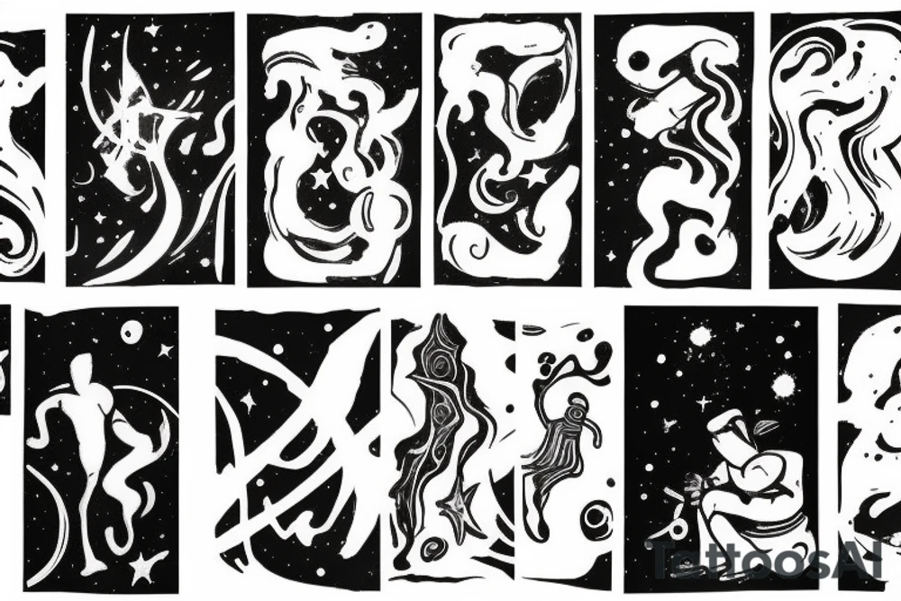 CARD SIZED
A man finding himself and looking into the cosmic universe tattoo idea