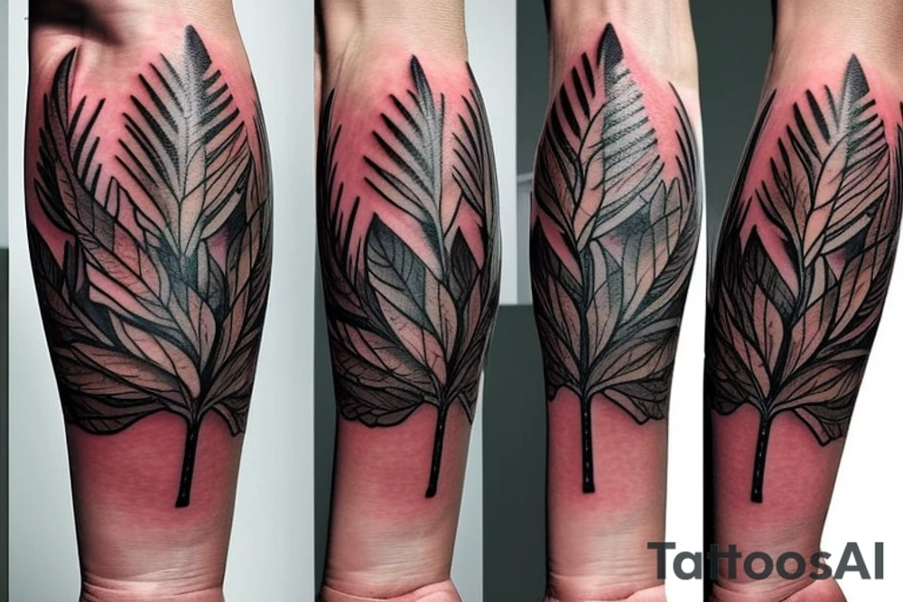 branch and leaves tattoo idea