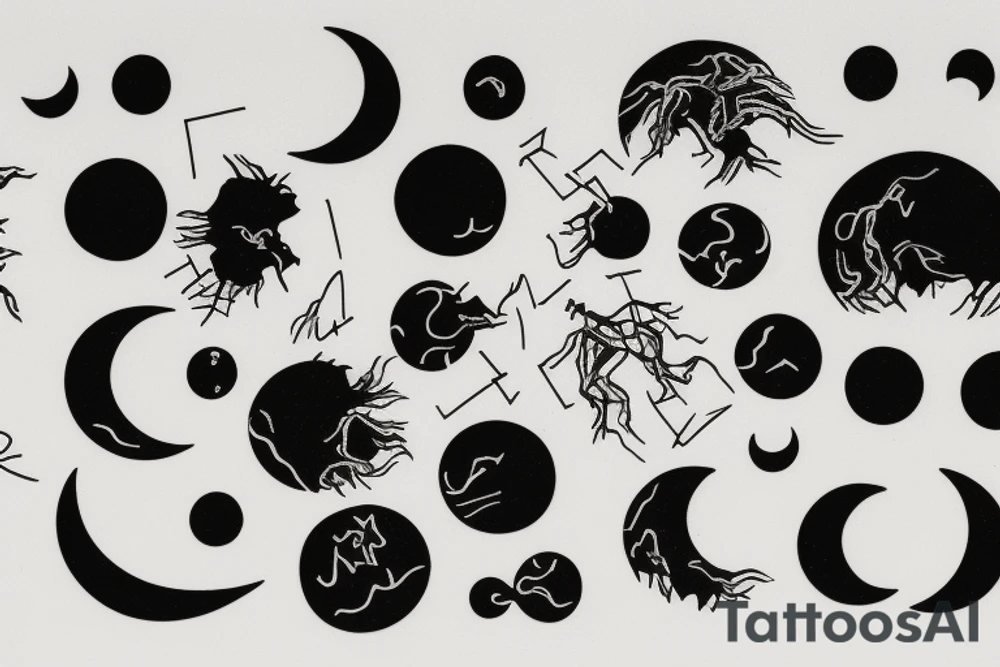 card sized
A very large and abstract pressure has been on you for your entire life. You hadn't noticed it the first thirty years but it's in your face now. It's been there. Always been there. You step outside and look at the moon one clear night. The feeling disappears. tattoo idea