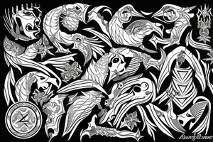 Guante de armadura cuervo tattoo idea