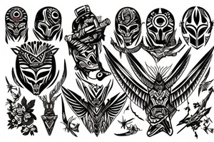 Guante de armadura y cuervo tattoo idea