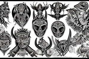 Guante de armadura y cuervo tattoo idea