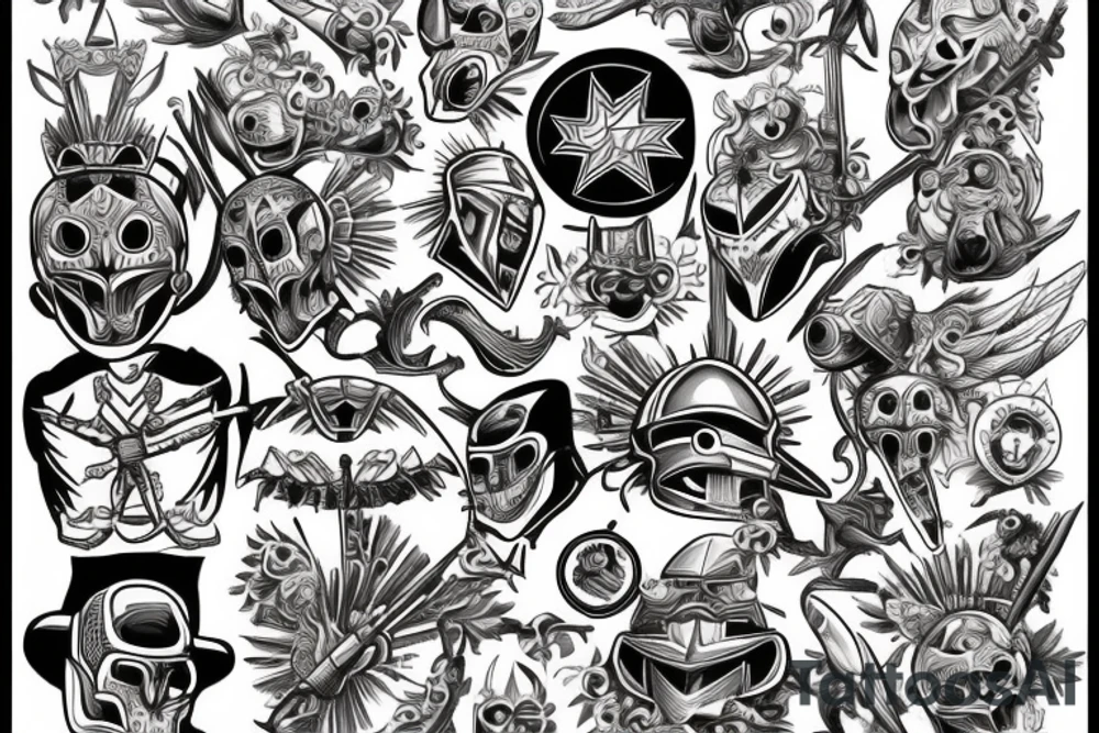 Guante de armadura y cuervo tattoo idea