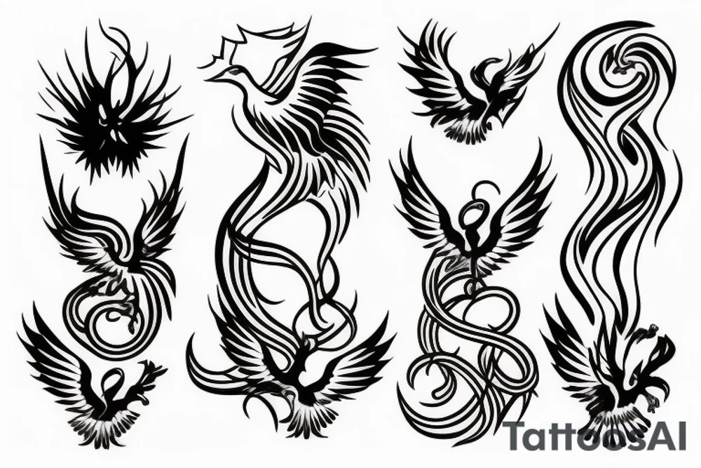 A phoenix, an hourglass and discpline tattoo idea