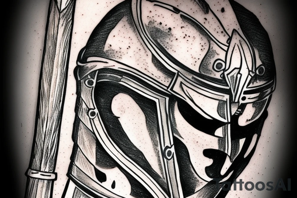 Spartan Helmet with a sword going through it tattoo idea