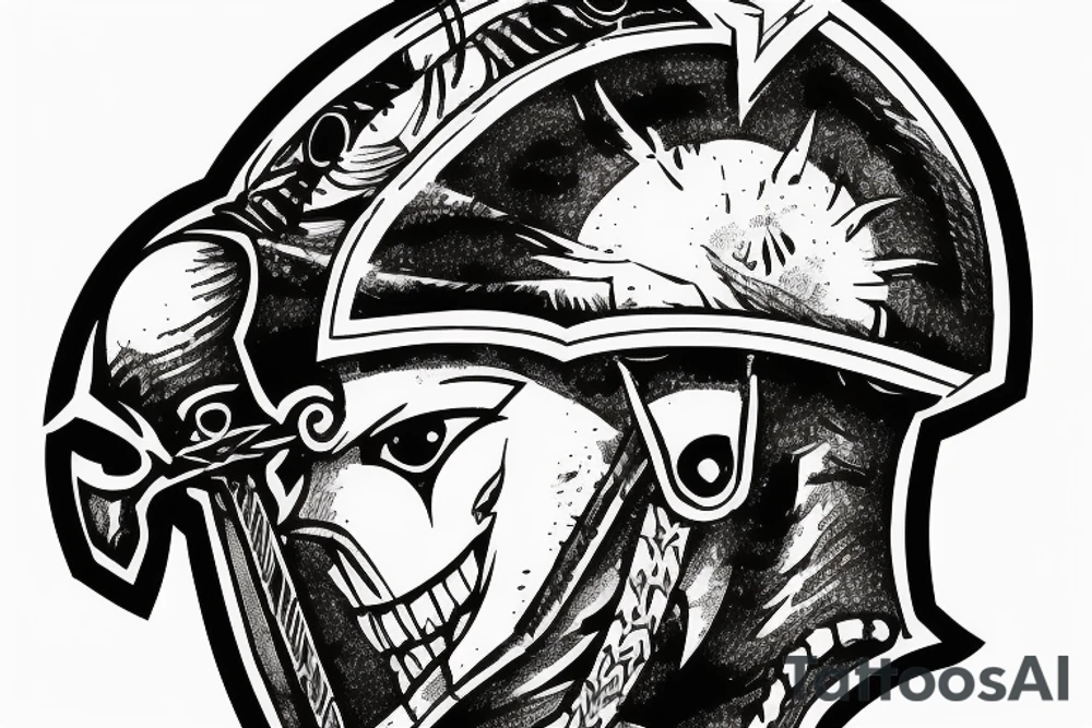 Spartan Helmet with a sword going through it tattoo idea