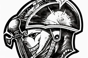 Spartan Helmet with a sword going through it tattoo idea