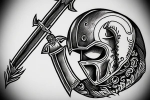 Spartan Helmet with a sword going through it tattoo idea