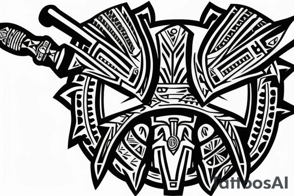 Spartan Helmet with a sword going through it tattoo idea