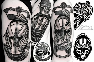 Spartan Helmet with a sword going through it tattoo idea
