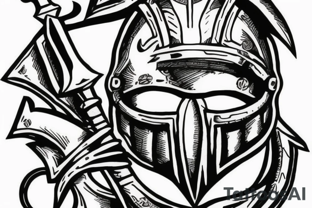Spartan Helmet with a sword going through it tattoo idea Spartan Helmet with a sword going through it tattoo idea