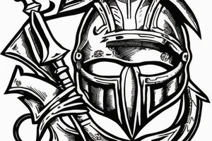 Spartan Helmet with a sword going through it tattoo idea