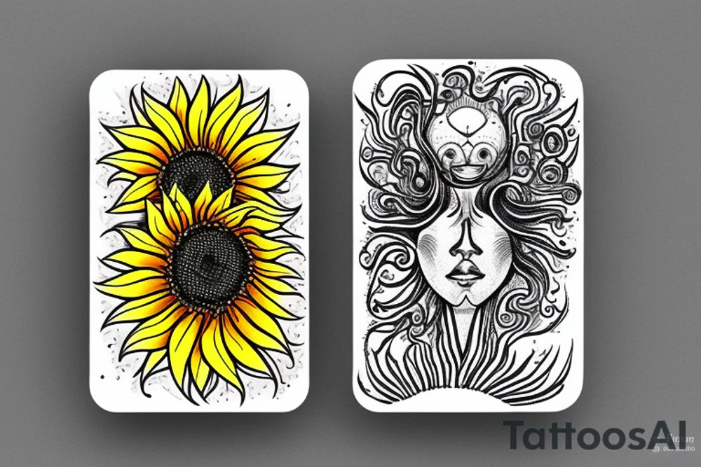 card sized
 fractal
A cosmic humanoid is putting the universe back together with a sunflower in their back pocket tattoo idea
