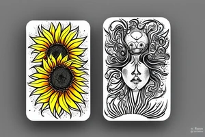 card sized
 fractal
A cosmic humanoid is putting the universe back together with a sunflower in their back pocket tattoo idea