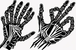 a skeletal hand reaching out, wrapped in a ribbon tattoo idea