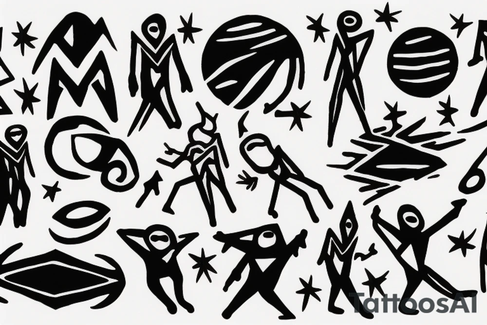 card sized
A humanoid is putting the universe back together tattoo idea