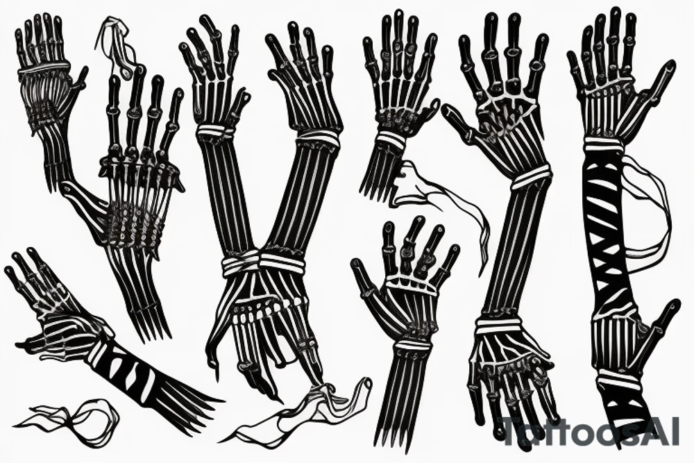 a skeletal hand reaching out, wrapped in a ribbon tattoo idea a skeletal hand reaching out, wrapped in a ribbon tattoo idea