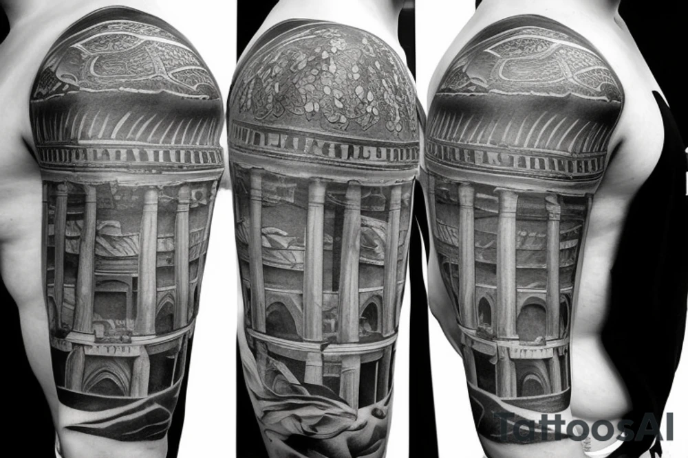 a colliseum with the colossus tattoo idea