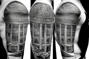 a colliseum with the colossus tattoo idea