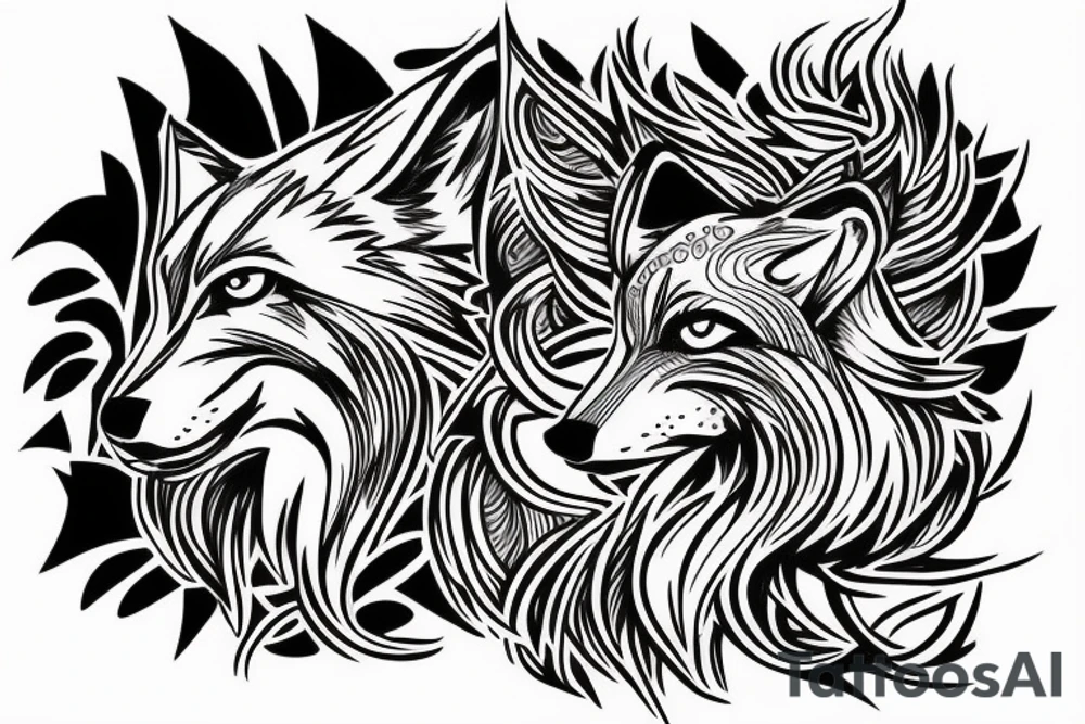 Wolf on the back tattoo idea
