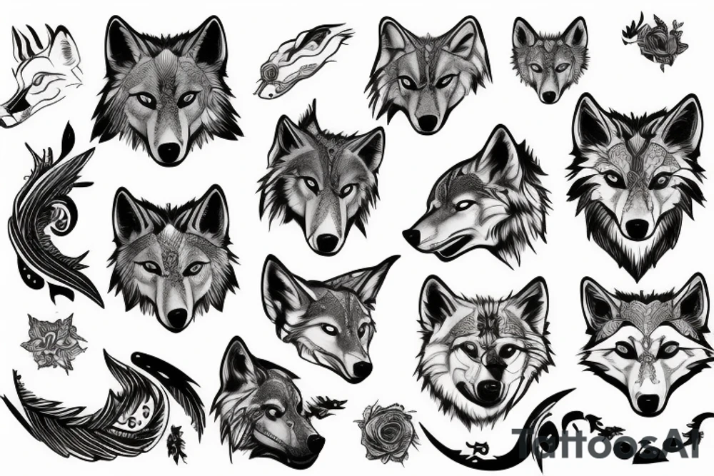 Wolf on the back tattoo idea