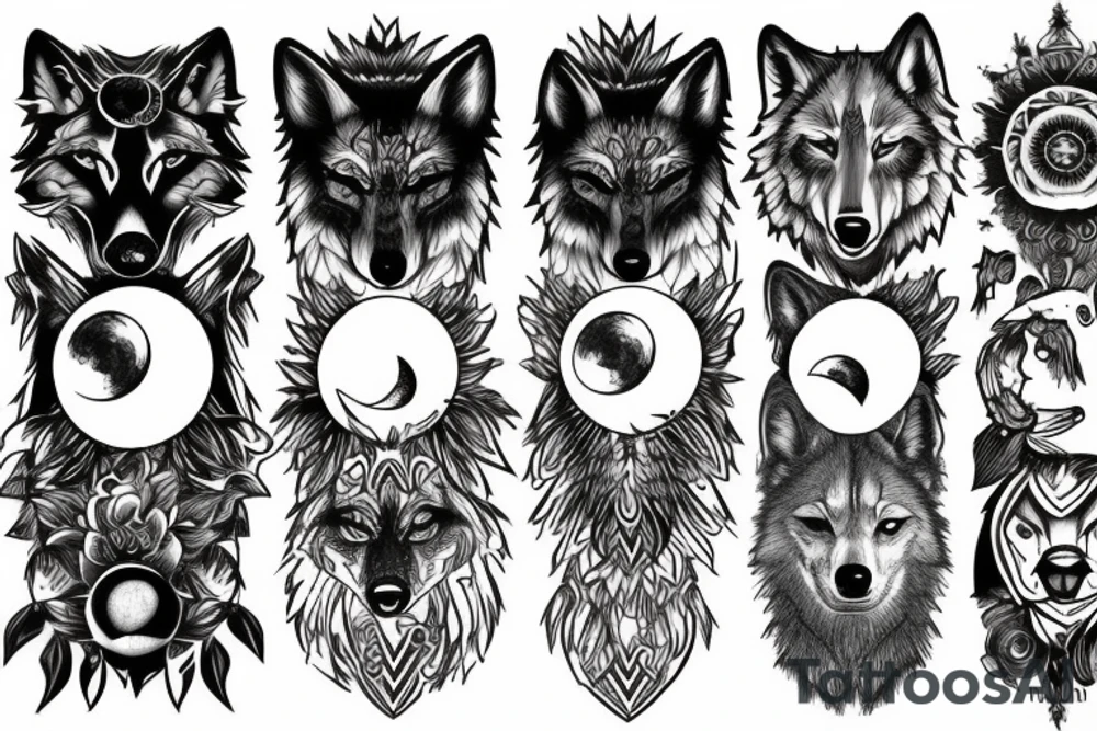 Wolf and moon tattoo idea