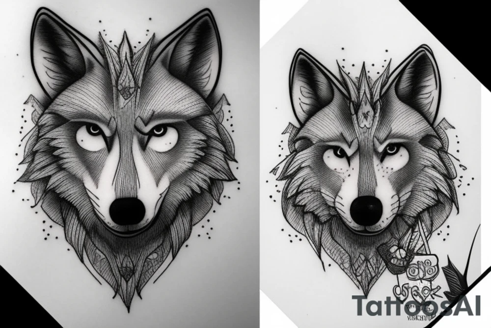Wolf and moon tattoo idea
