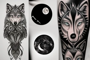 Wolf and moon tattoo idea