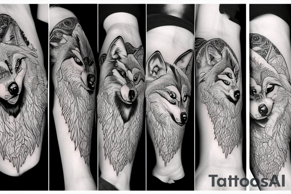 Wolf and moon tattoo idea