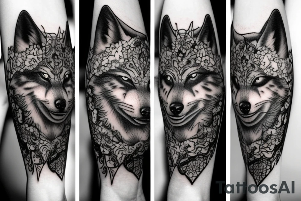 Wolf and moon tattoo idea
